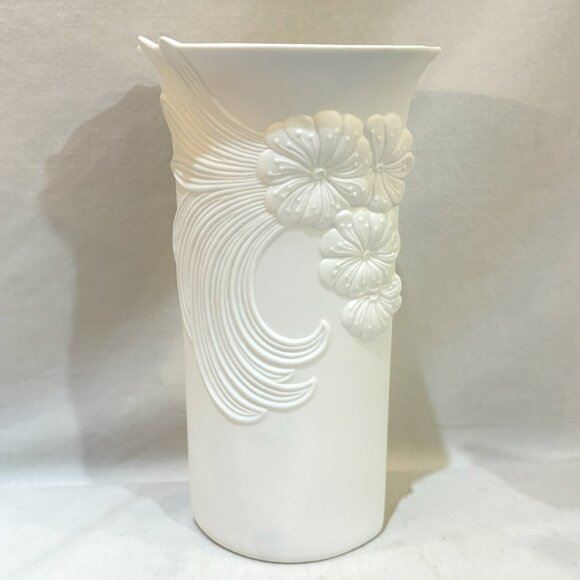 VTG AK Kaiser Germany Bisque White Porcelain Floral Vase - Picture 3 of 11